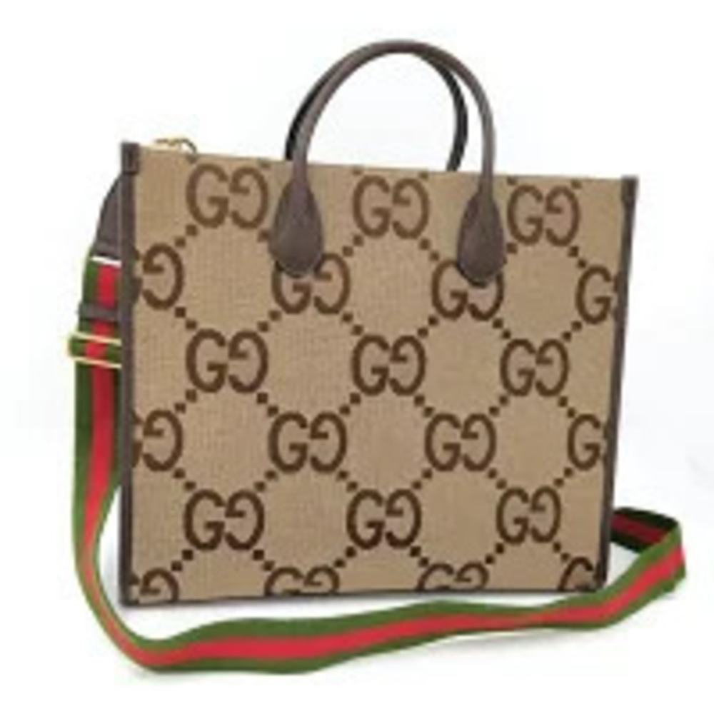 Gucci Tote Bag Jumbo GG Sherry Canvas Beige Cream